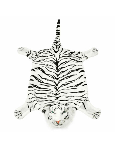 Tappeto di Peluche a Forma di Tigre 144 cm Bianco