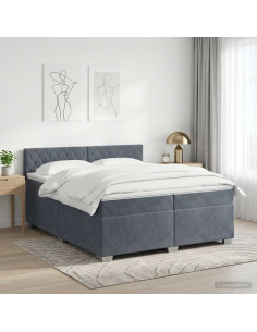 Letto box spring con materasso Grigio Scuro 200 x 200 cm