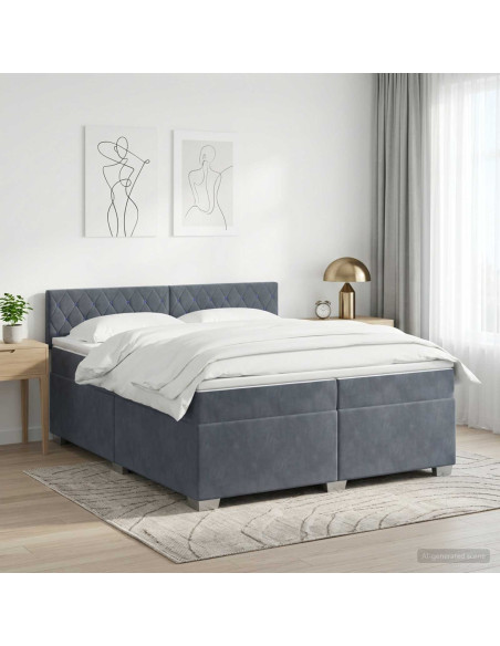 Letto box spring con materasso Grigio Scuro 200 x 200 cm