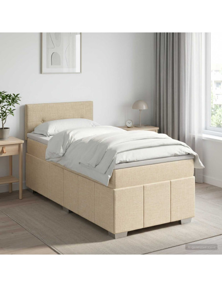 Letto box spring con materasso Crema 90 x 200 cm Tessuto