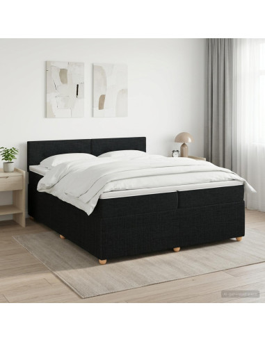 Letto box spring con materasso Nero 200 x 200 cm Tessuto