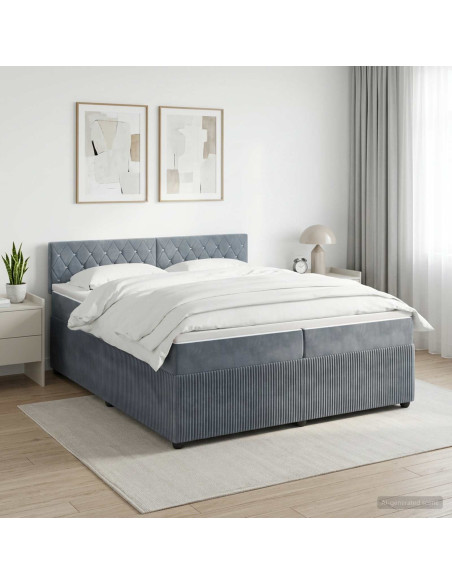 Letto box spring con materasso Grigio Scuro 200 x 200 cm