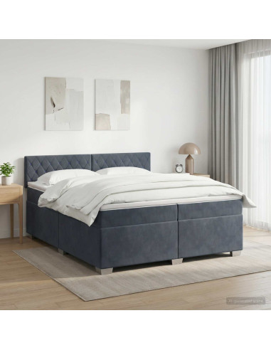 Letto con Box Spring, Materasso e LED Grigio Scuro 200 x 200 cm