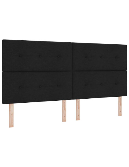 Letto a Sorgente LED con testiera Nero 200 x 200 cm Tessuto