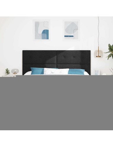 Letto a Sorgente LED con testiera Nero 200 x 200 cm Tessuto