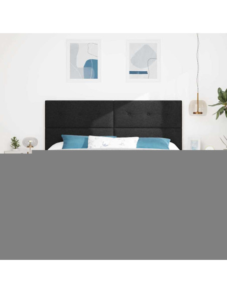 Letto a Sorgente LED con testiera Nero 200 x 200 cm Tessuto