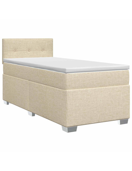 Letto box spring con materasso Crema 90 x 190 cm Tessuto