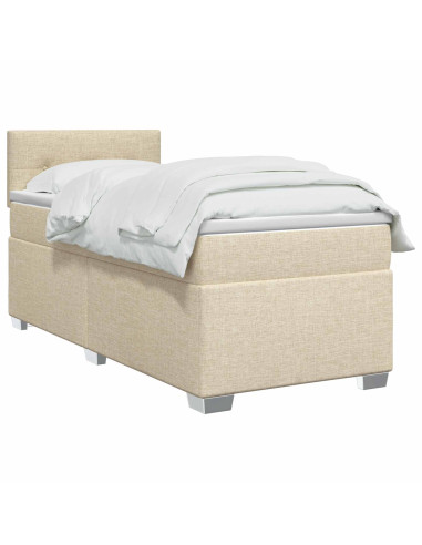 Letto box spring con materasso Crema 90 x 190 cm Tessuto