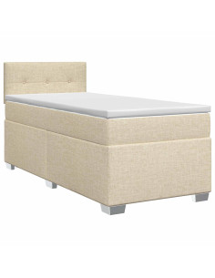 Letto box spring con materasso Crema 90 x 200 cm Tessuto 2