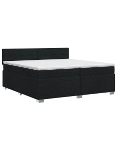 Letto box spring con materasso Nero 200 x 200 cm Tessuto 2