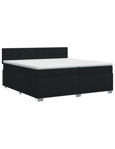 Letto box spring con materasso Nero 200 x 200 cm Tessuto