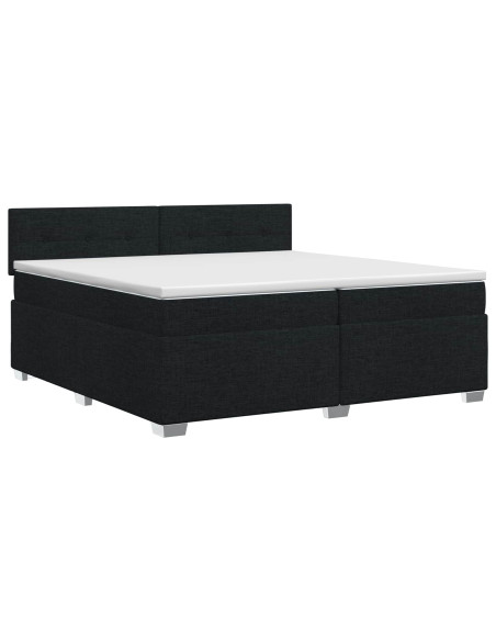 Letto box spring con materasso Nero 200 x 200 cm Tessuto