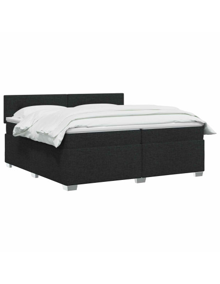 Letto box spring con materasso Nero 200 x 200 cm Tessuto