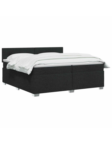 Letto box spring con materasso Nero 200 x 200 cm Tessuto