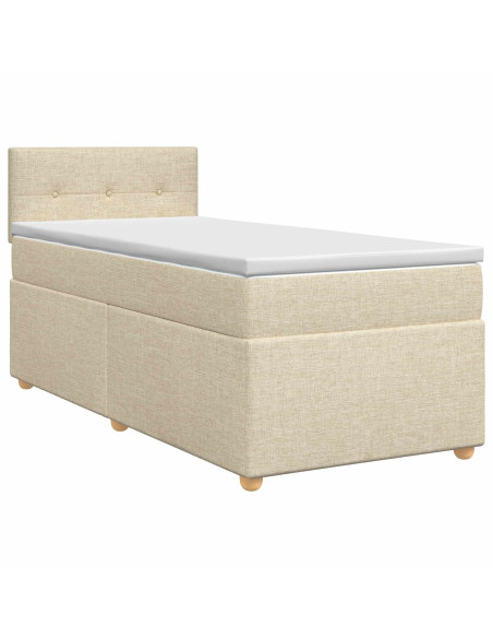 Letto box spring con materasso Crema 90 x 190 cm Tessuto