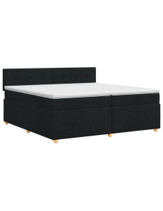 Letto box spring con materasso Nero 200 x 200 cm Tessuto 2