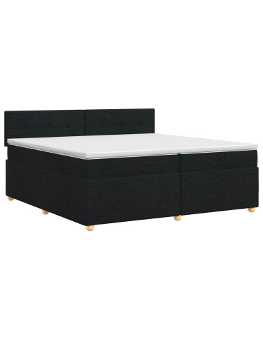 Letto box spring con materasso Nero 200 x 200 cm Tessuto