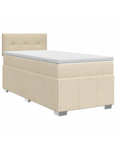 Letto box spring con materasso Crema 90 x 200 cm Tessuto 2
