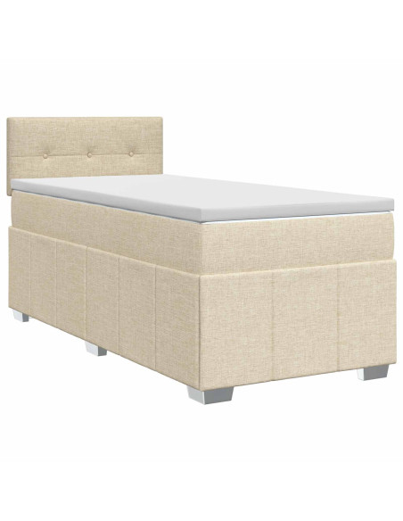 Letto box spring con materasso Crema 90 x 200 cm Tessuto