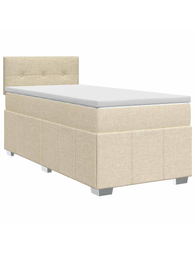 Letto box spring con materasso Crema 90 x 200 cm Tessuto