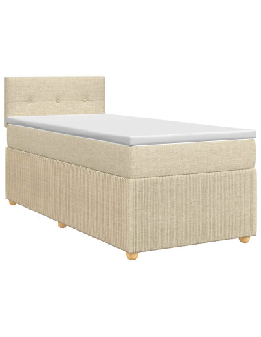 Letto box spring con materasso Crema 90 x 200 cm Tessuto