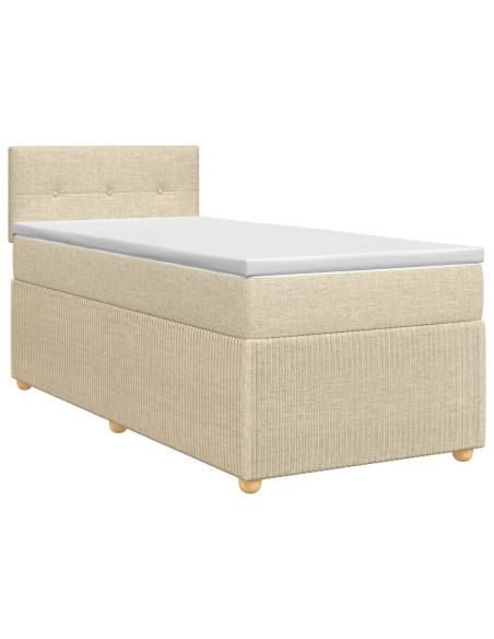 Letto box spring con materasso Crema 90 x 200 cm Tessuto