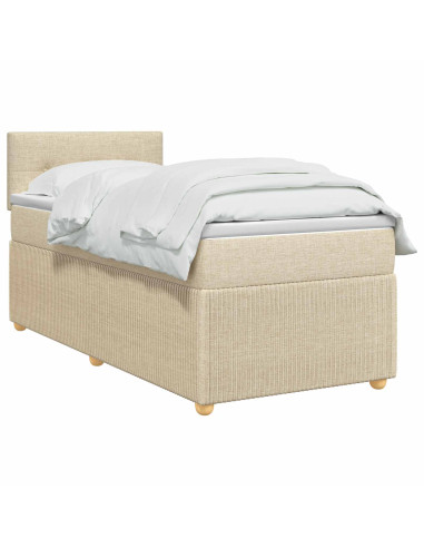 Letto box spring con materasso Crema 90 x 200 cm Tessuto
