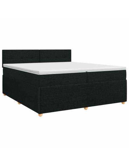 Letto box spring con materasso Nero 200 x 200 cm Tessuto