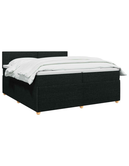 Letto box spring con materasso Nero 200 x 200 cm Tessuto