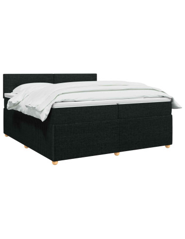 Letto box spring con materasso Nero 200 x 200 cm Tessuto
