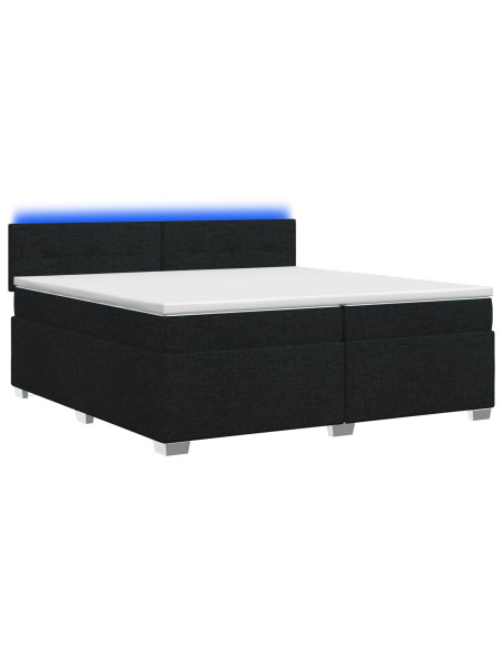 Letto con Box Spring, Materasso e LED Nero 200 x 200 cm Tessuto