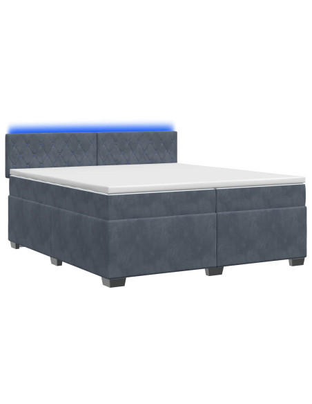 Letto con Box Spring, Materasso e LED Grigio Scuro 200 x 200 cm