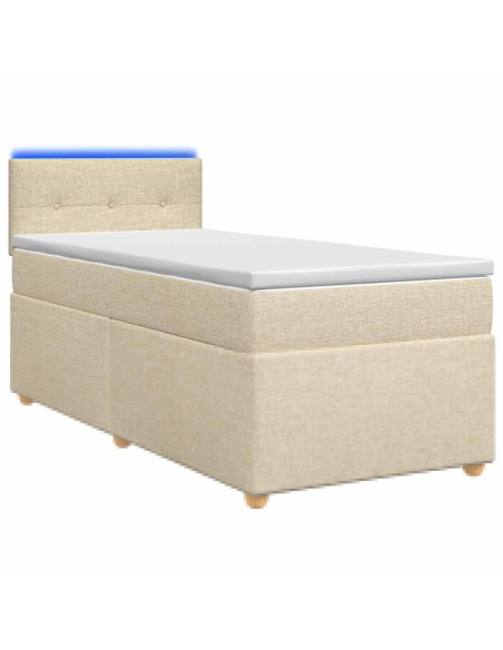 Letto box spring con materasso Crema 90 x 200 cm Tessuto
