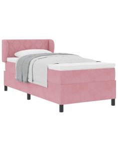 Letto a molle con testiera Rosa 90 x 200 cm Velluto 2