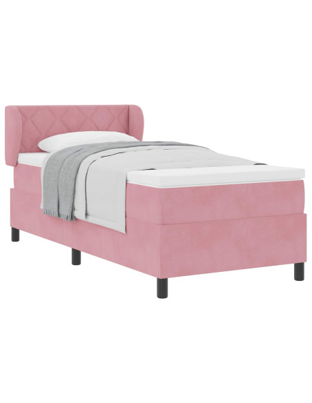 Letto a molle con testiera Rosa 90 x 200 cm Velluto