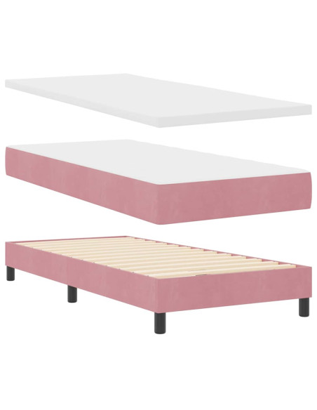 Letto a molle con testiera Rosa 90 x 200 cm Velluto
