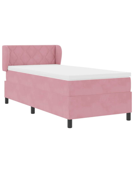 Letto a molle con testiera Rosa 90 x 200 cm Velluto