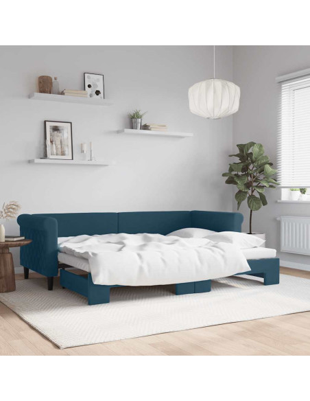 Divano Letto con Letto Estraibile Blu 80x200 cm in Velluto