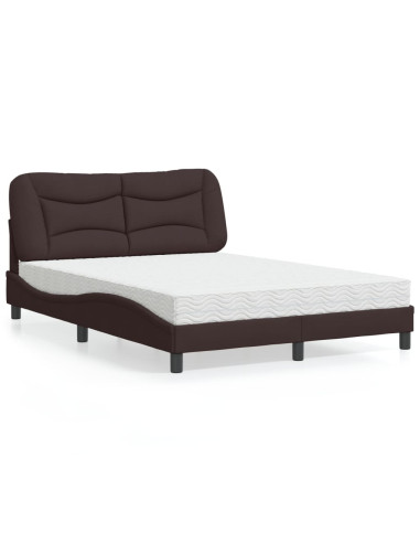 Letto con Materasso Hvar Marrone Scuro 120x200cm Tessuto