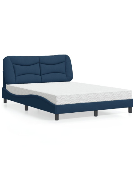 Letto con Materasso Hvar Blu 120x200 cm in Tessuto