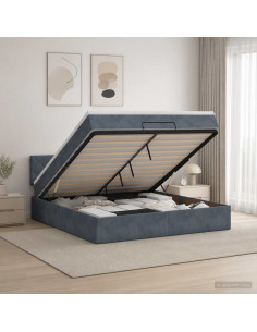 Letto ottomano con materasso Grigio Scuro 160 x 200 cm Velluto