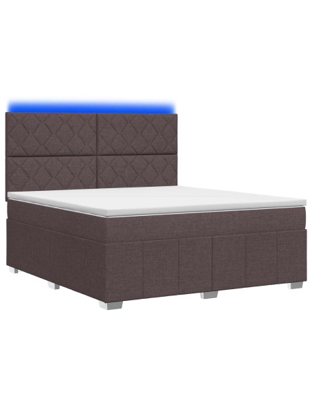 Letto Box Spring LED con Materasso Marrone Scuro 180 x 200 cm