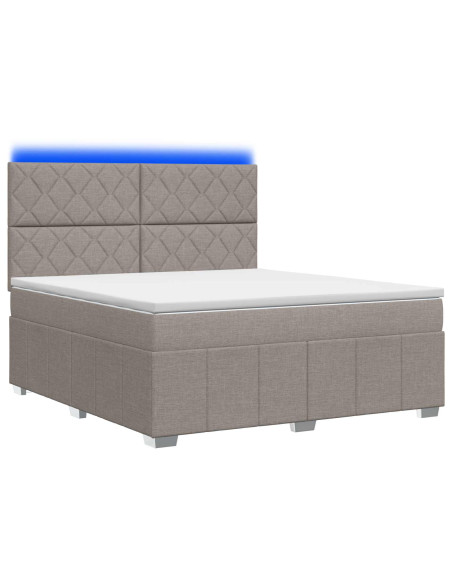 Letto Box Spring LED con Materasso Tortora 180 x 200 cm Tessuto