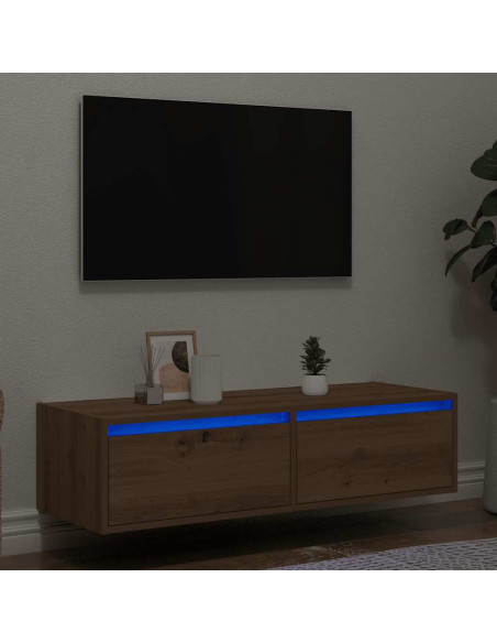 Mobile Porta TV con Luci LED Rovere Artigianale 100X35,5x25 cm
