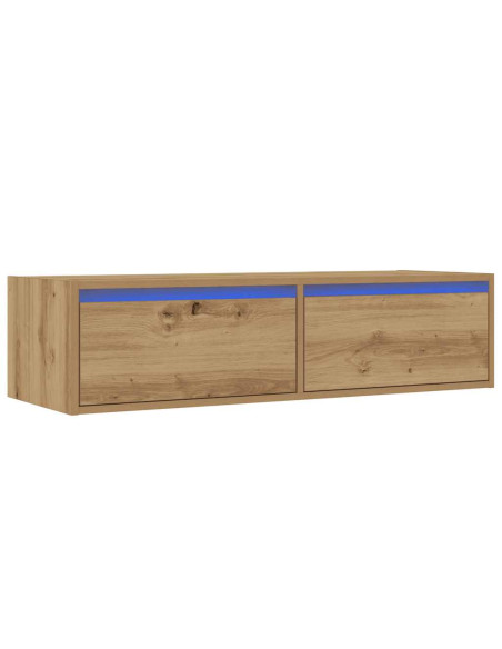 Mobile Porta TV con Luci LED Rovere Artigianale 100X35,5x25 cm