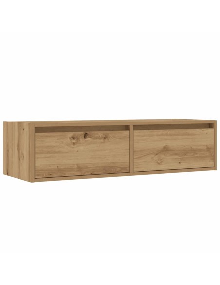 Mobile Porta TV con Luci LED Rovere Artigianale 100X35,5x25 cm