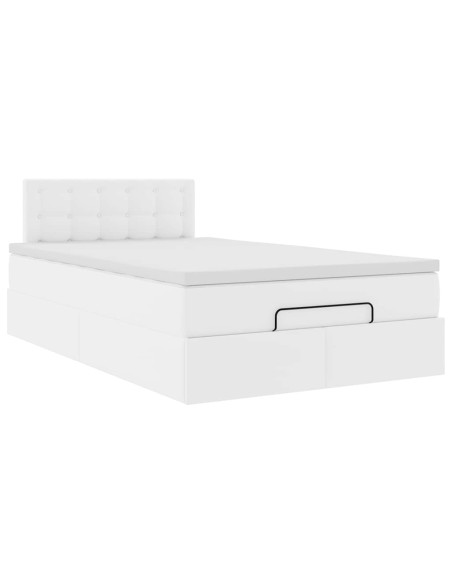 Struttura Letto Pouf con Materasso Bianco 120x190 cm Similpelle