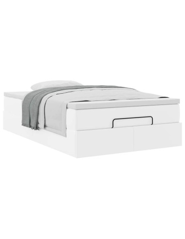 Struttura Letto Pouf con Materasso Bianco 120x190 cm Similpelle