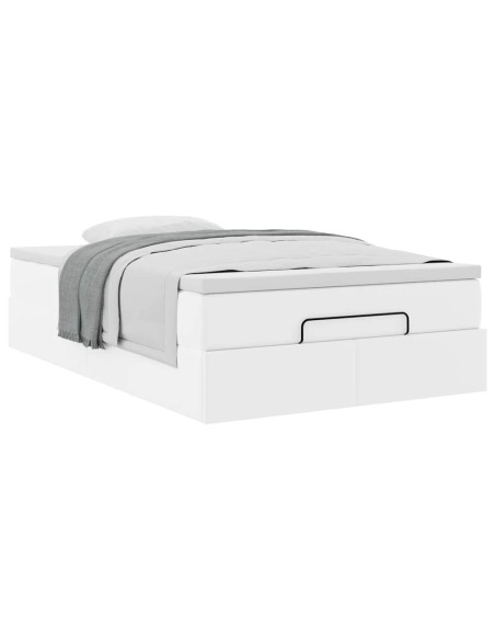 Struttura Letto Pouf con Materasso Bianco 120x190 cm Similpelle