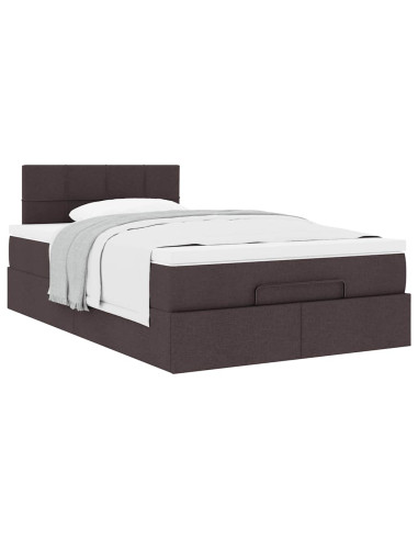Pouf Letto con Materasso Marrone Scuro 120x200 cm in Tessuto